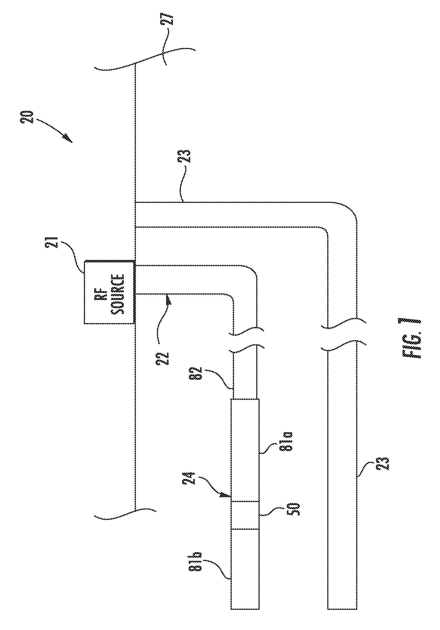 RF antenna assembly with dielectric isolator and related methods