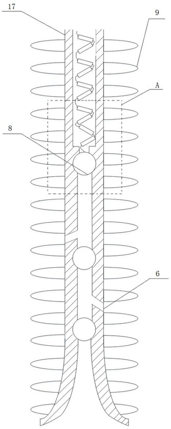 Multistage horn-shaped backflushing compression arc extinguishing lightning protection device