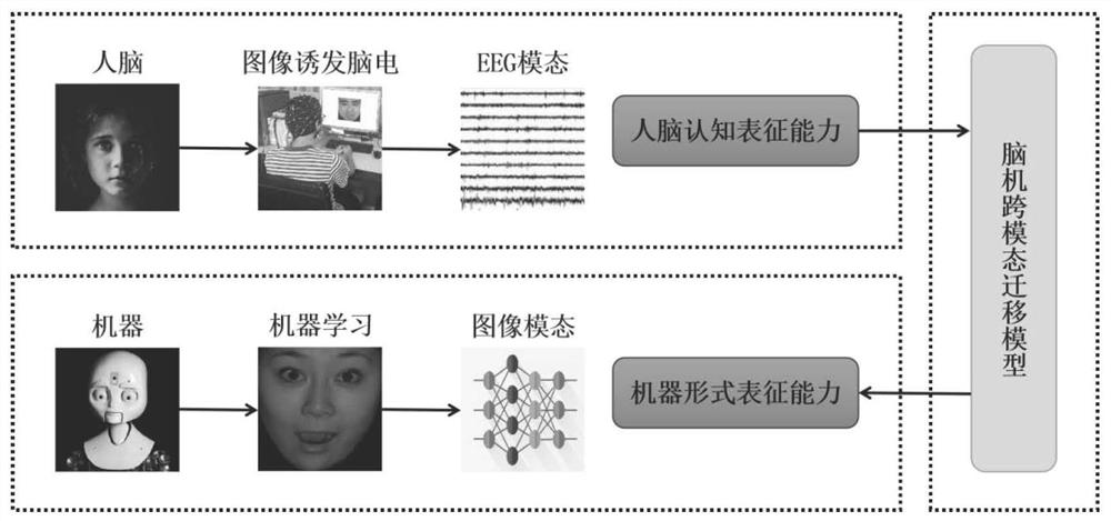Emotion recognition method based on brain-computer cross-modal migration