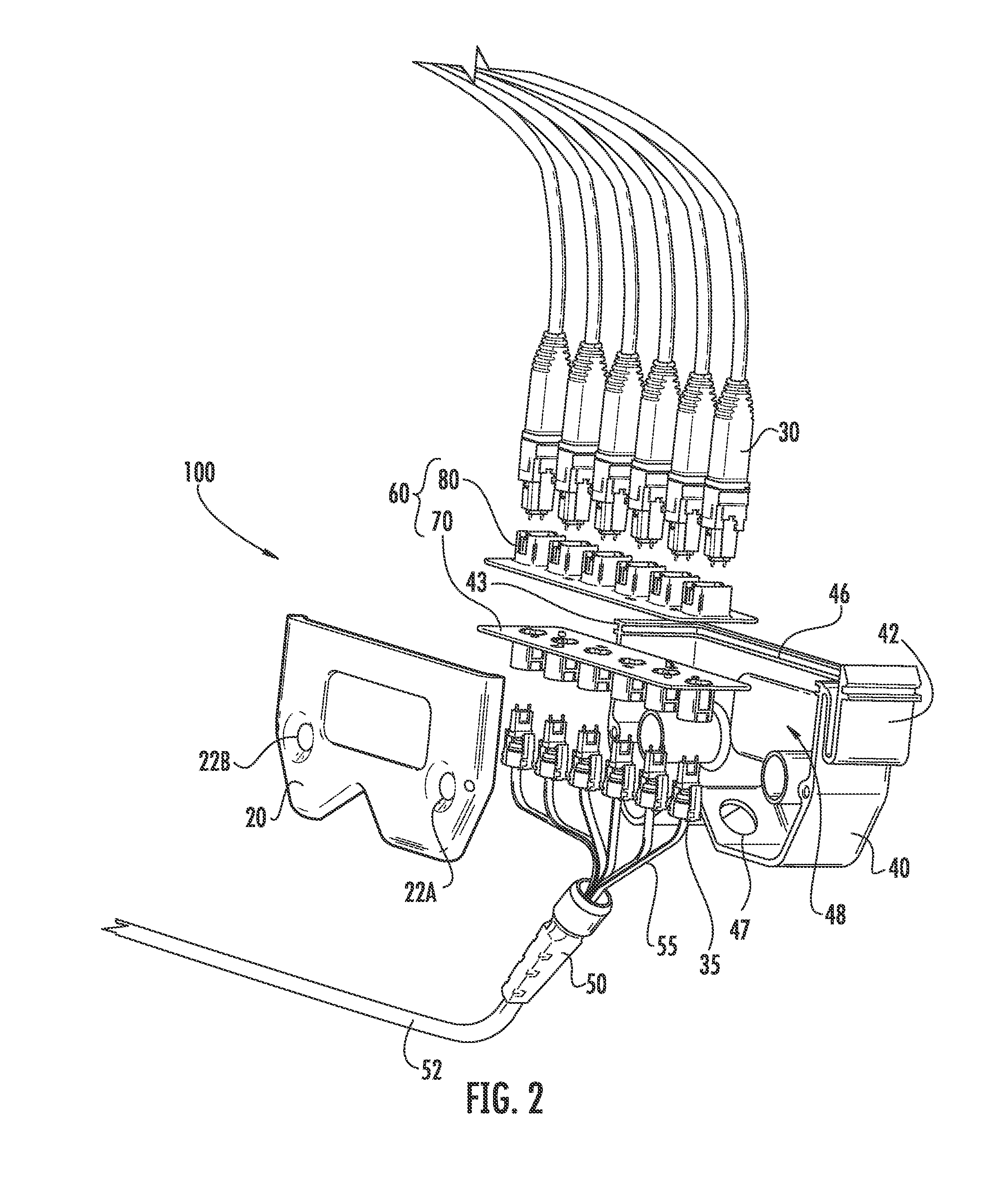 Articulated Strain Relief Boot on a Fiber Optic Module and Associated Methods