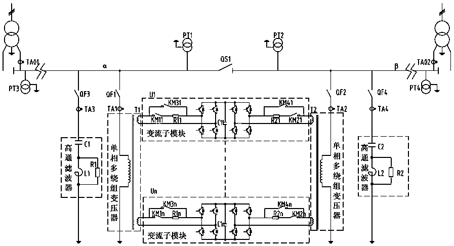 Traction power supply terminal network voltage raising device with power integration function and method thereof