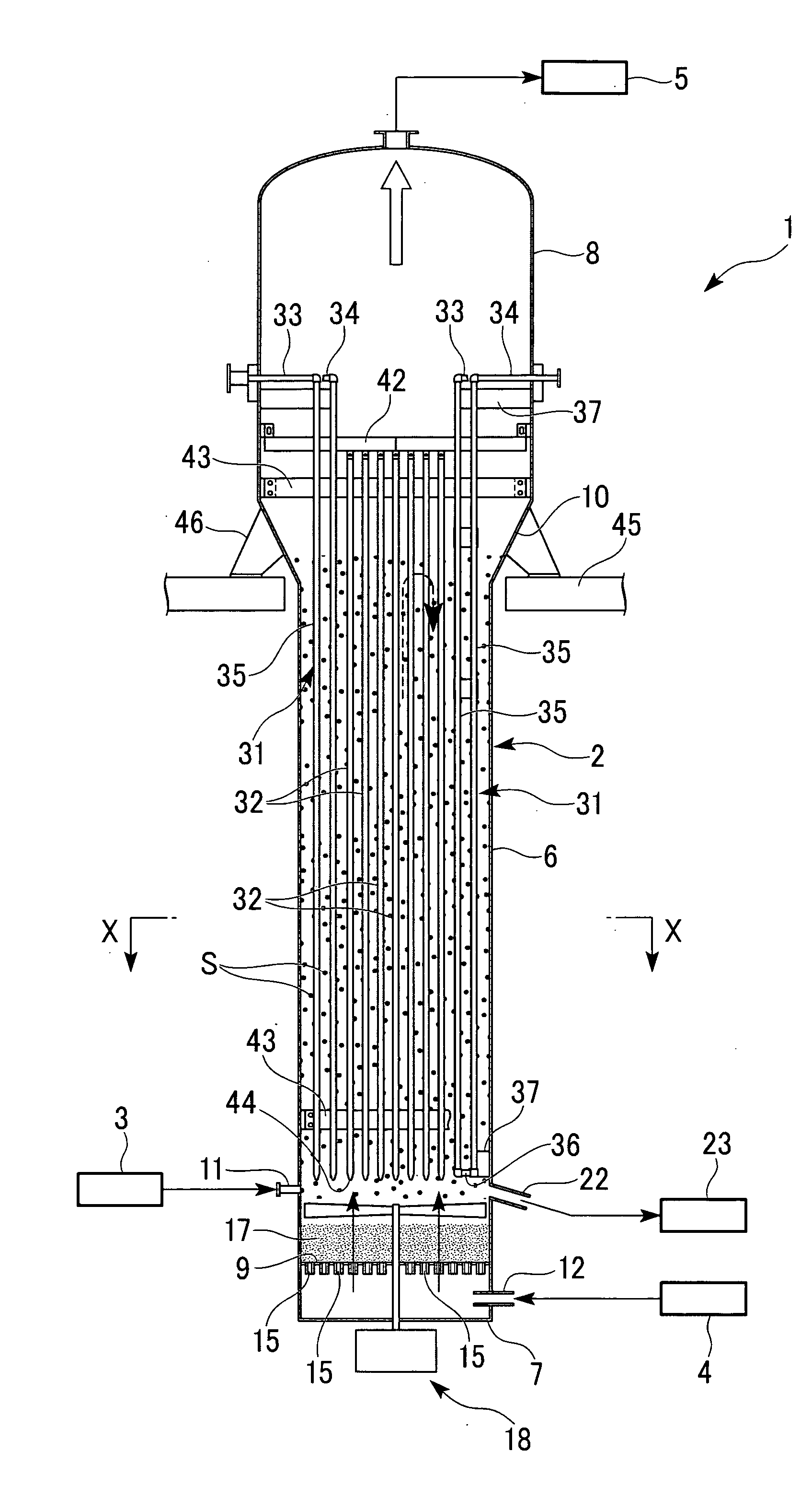 Apparatus for producing trichlorosilane and method for producing trichlorosilane