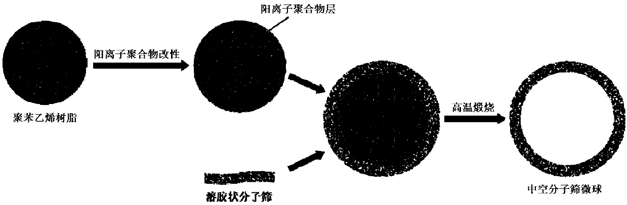 Hollow molecular sieve of microsphere structure and preparing method of sieve