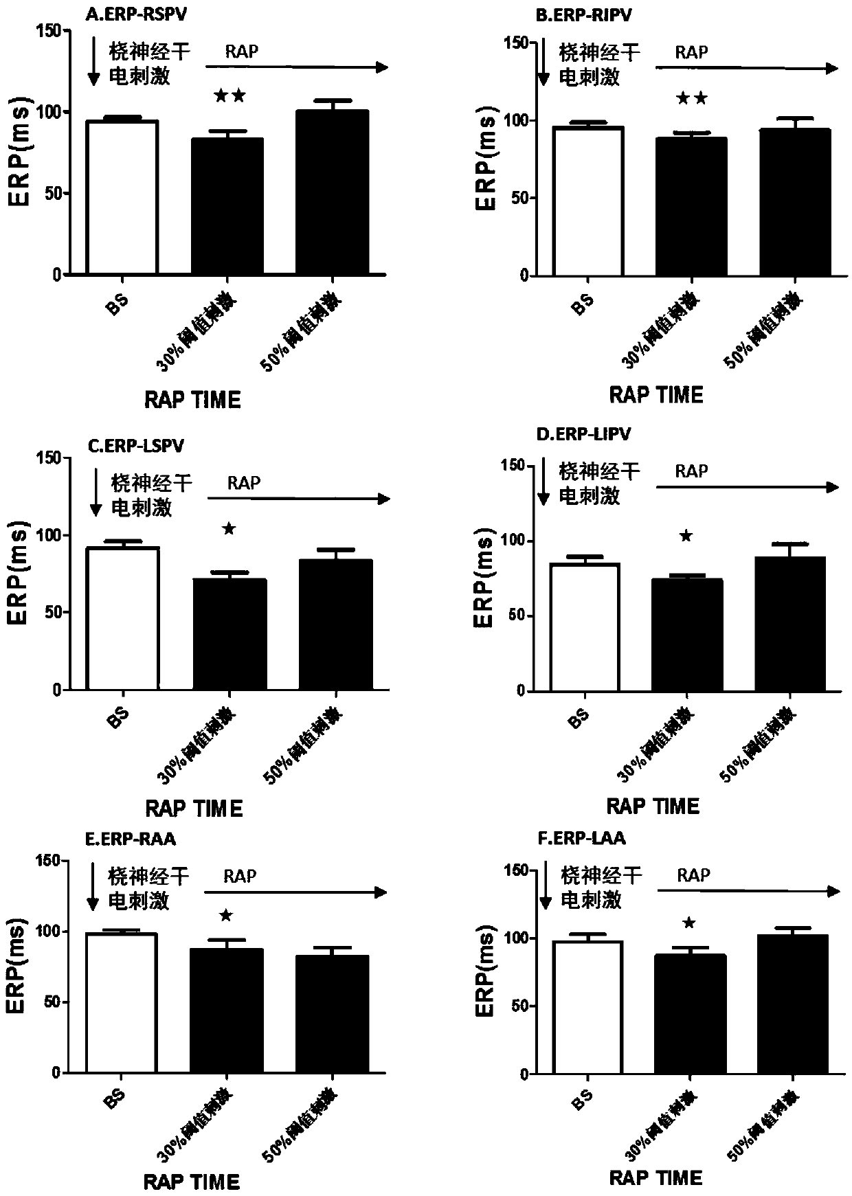 Animal experimental method of nerve stimulation to inhibit atrial fibrillation