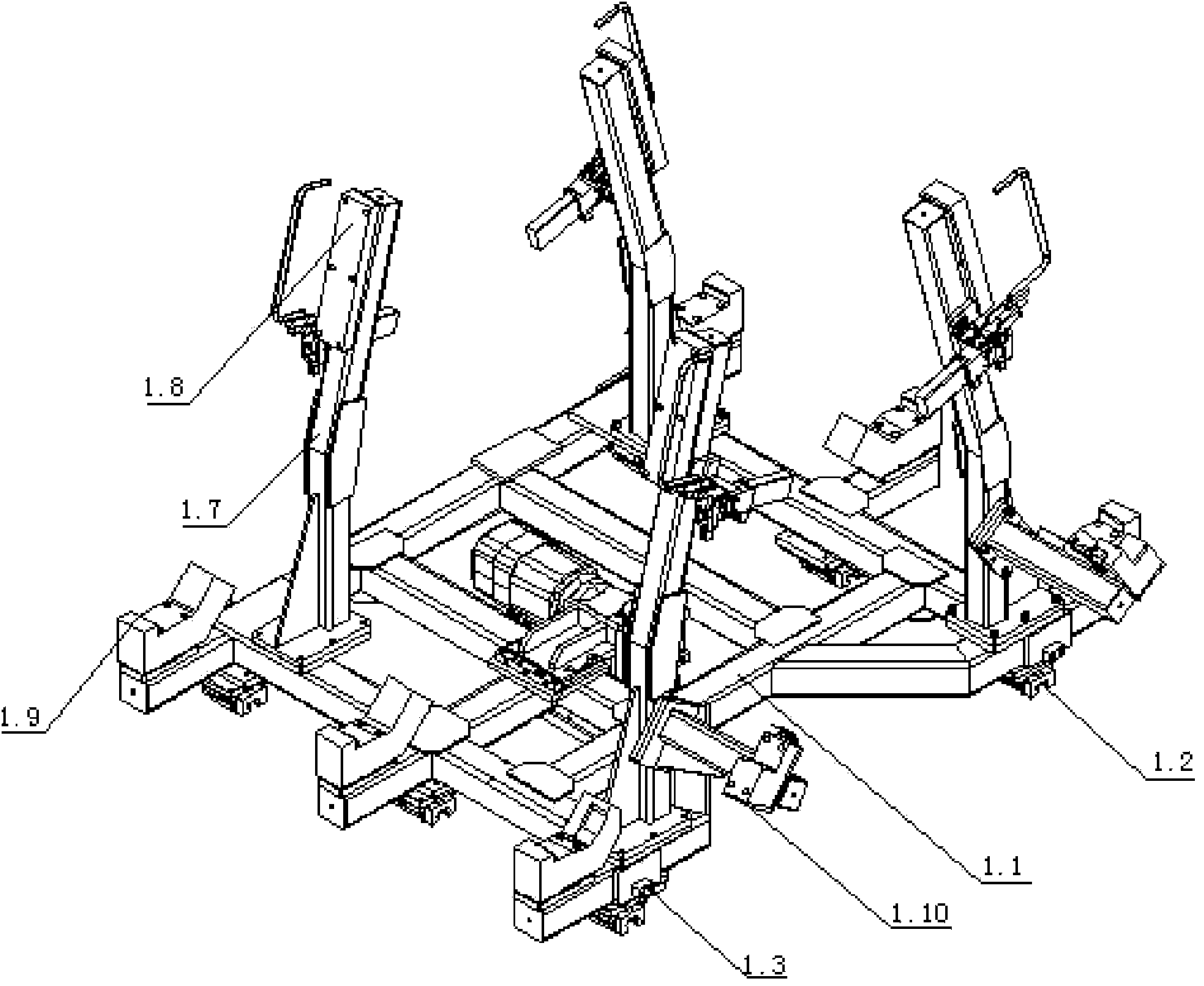 Special offline conveying device for automobile side body parts and components