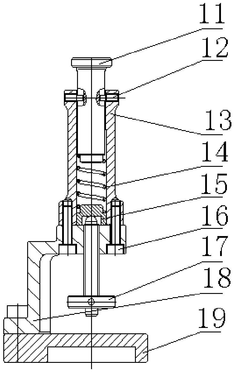 Auxiliary support assembly for detecting the included angle of the crankshaft