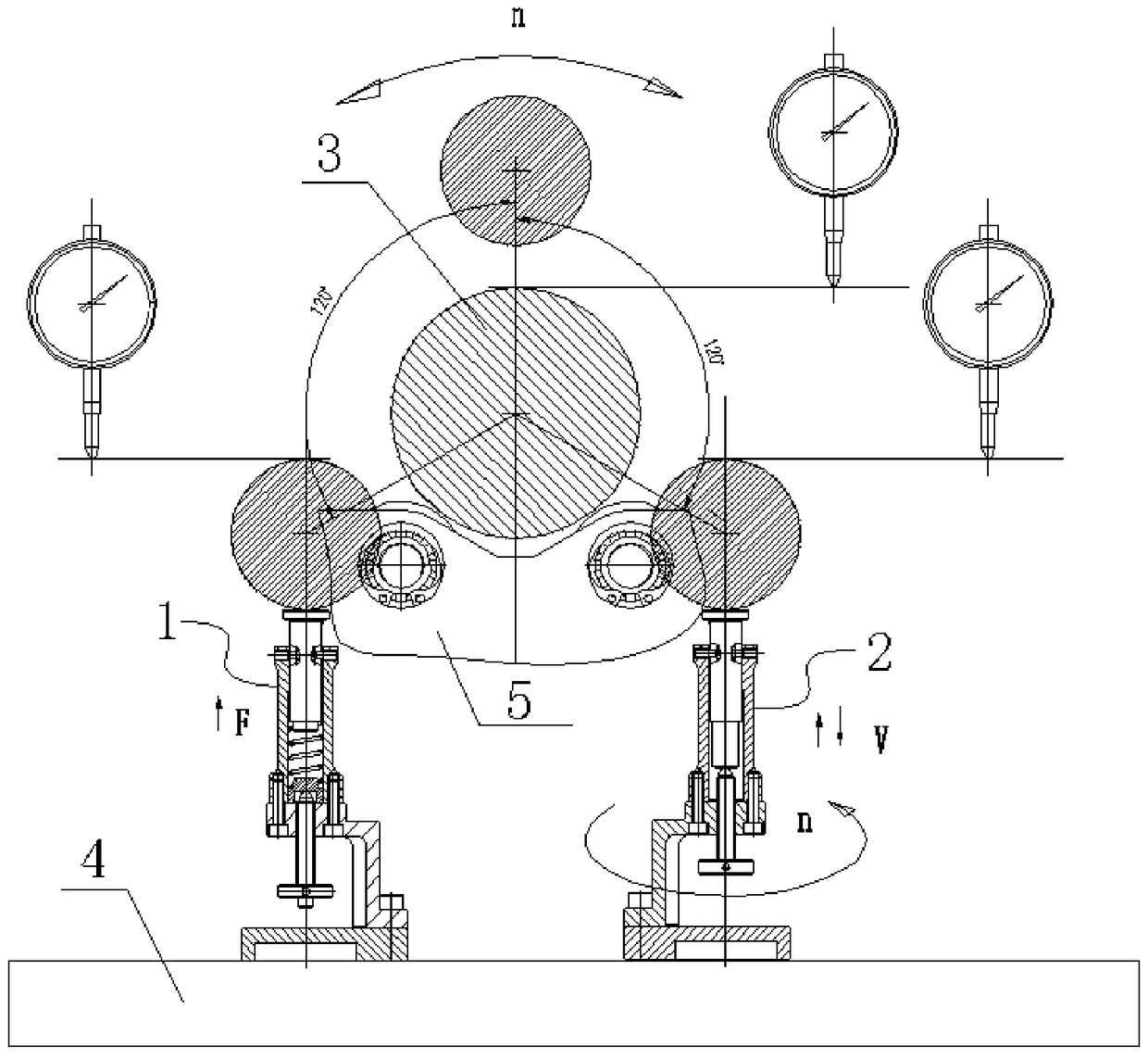 Auxiliary support assembly for detecting the included angle of the crankshaft