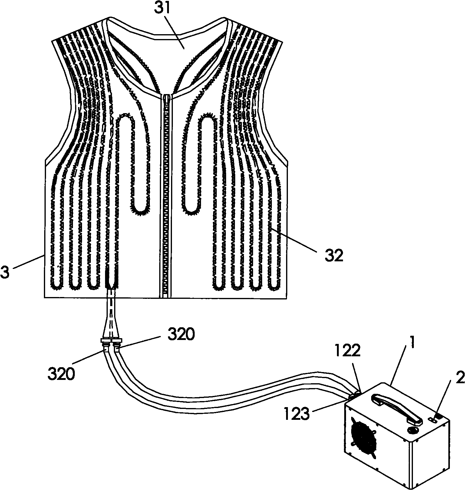 Microclimate human body cooling system and refrigerating system thereof