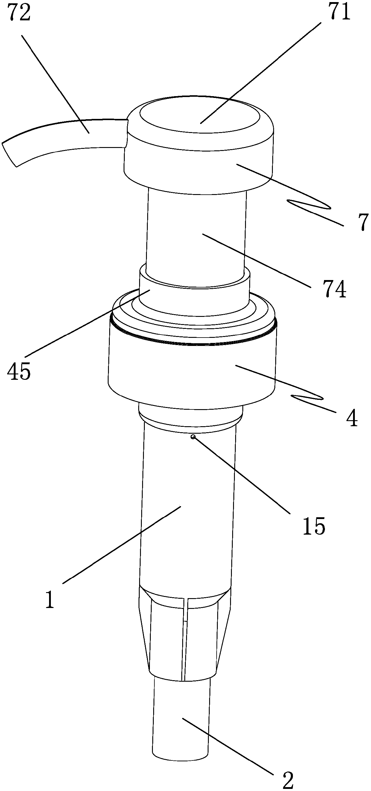 Standardized self-locking and screw-locking liquid distribution pump with external spring