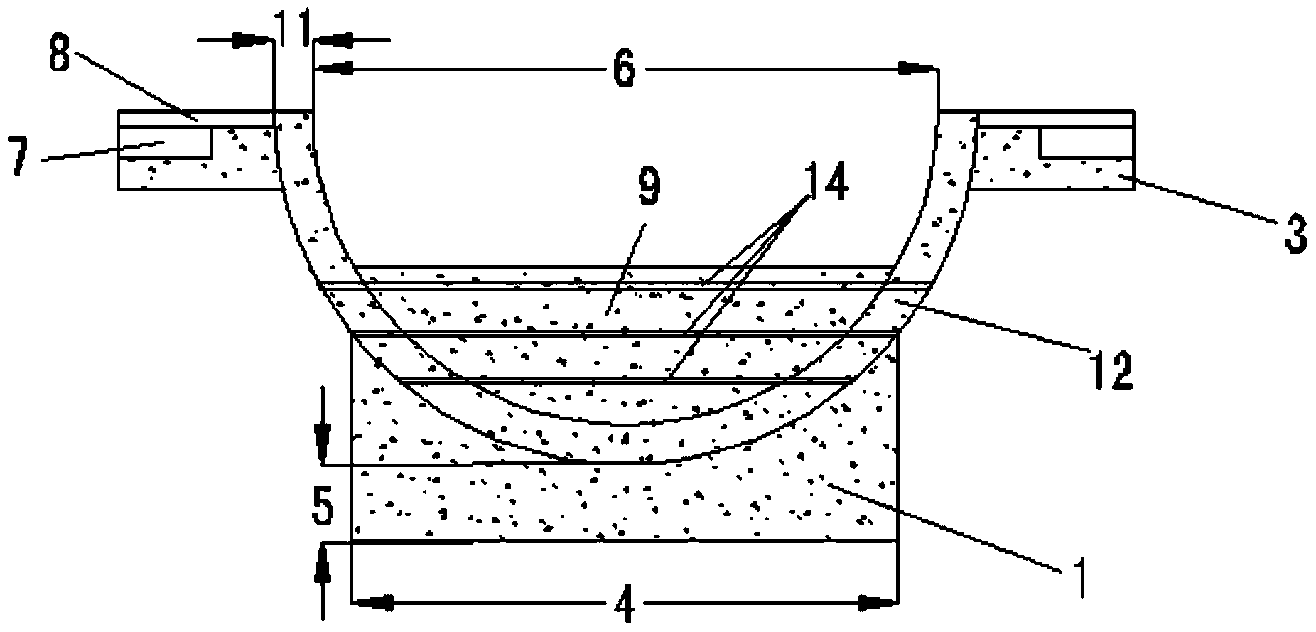 Chute structure for concrete precast semi-culvert