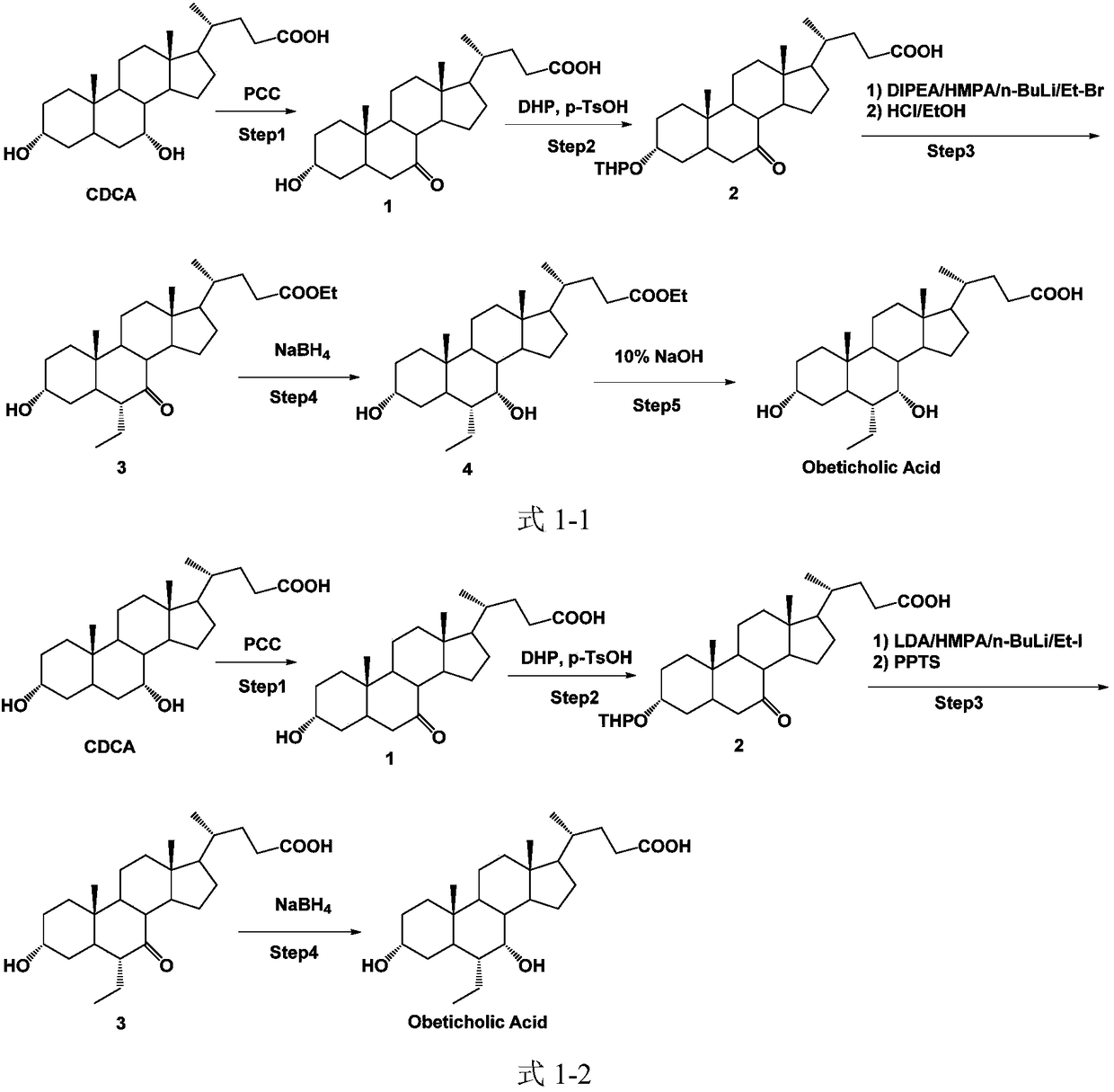 Method for preparing intermediates of obeticholic acid and obeticholic acid