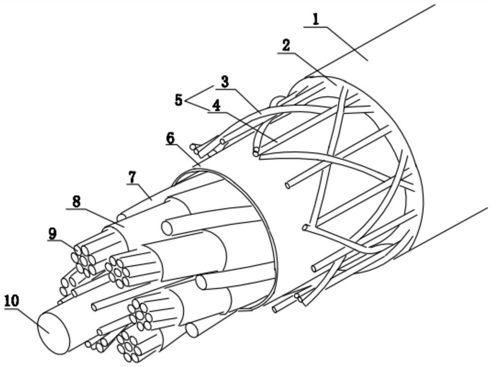 Light-weight and high-strength photoelectric umbilical cable