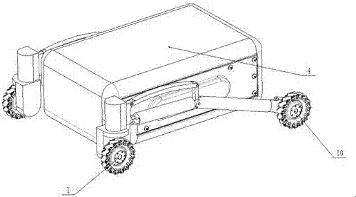 Robot with variable wheelbase and capable of being lifted