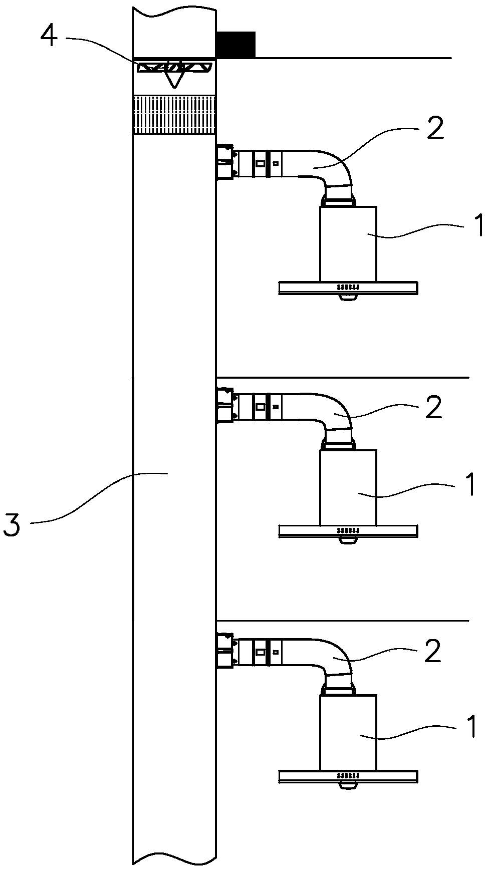Flow distribution control method of central flue system of high-rise building
