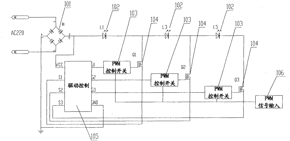 Dimming circuit for linear high voltage led driver