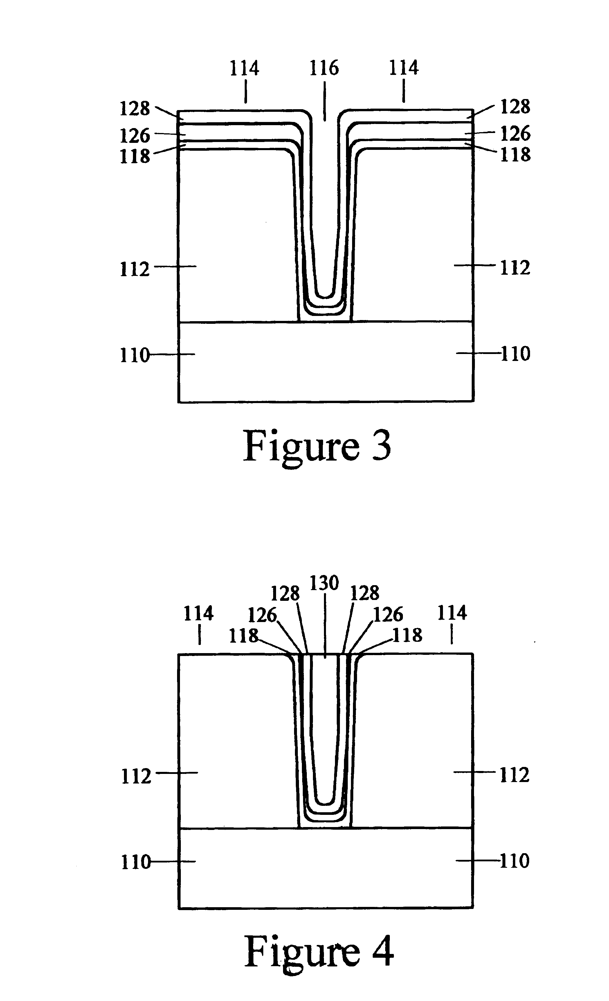Combined conformal/non-conformal seed layers for metallic interconnects