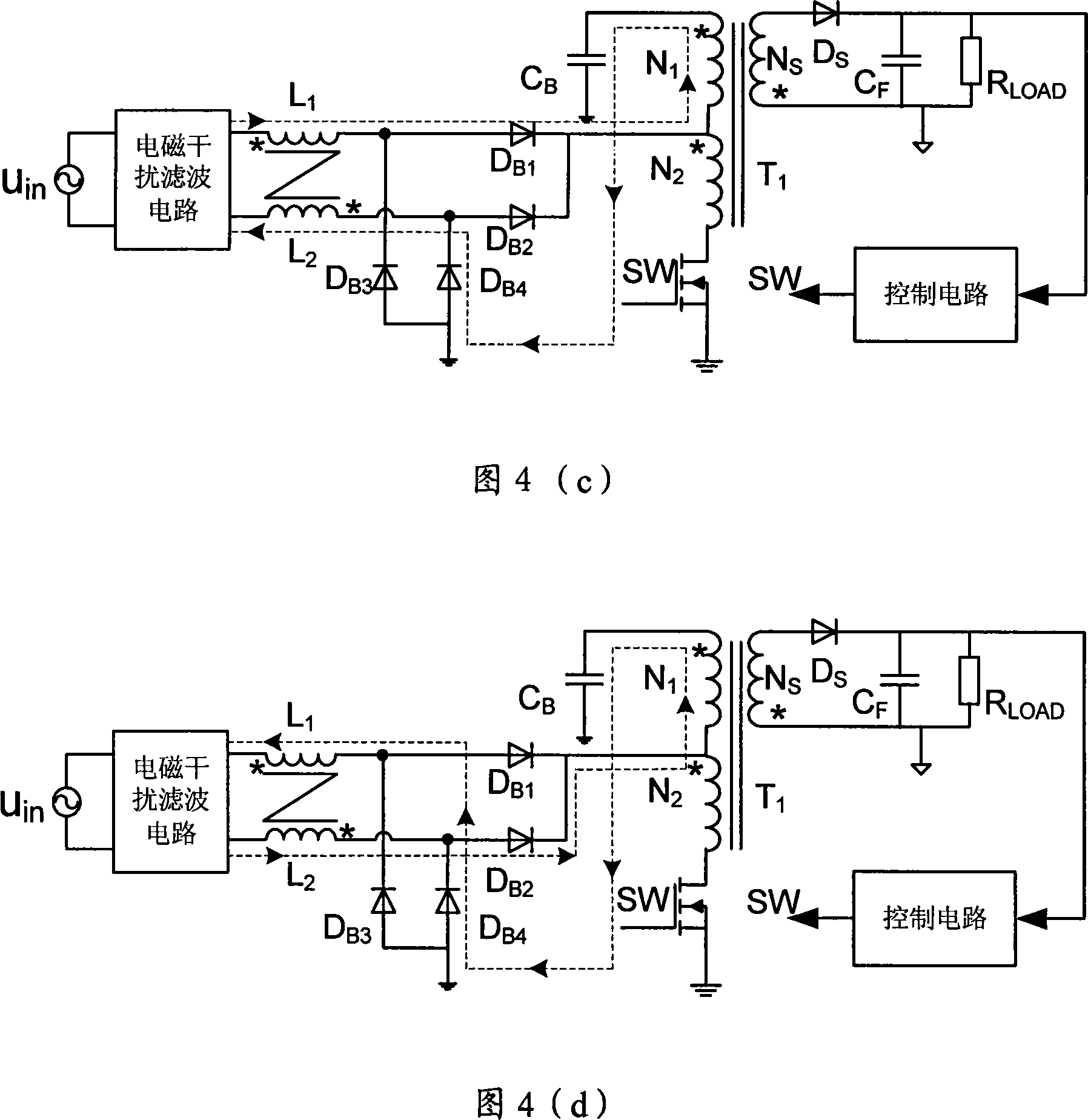 EMI-reducing single-stage power factor correcting circuit