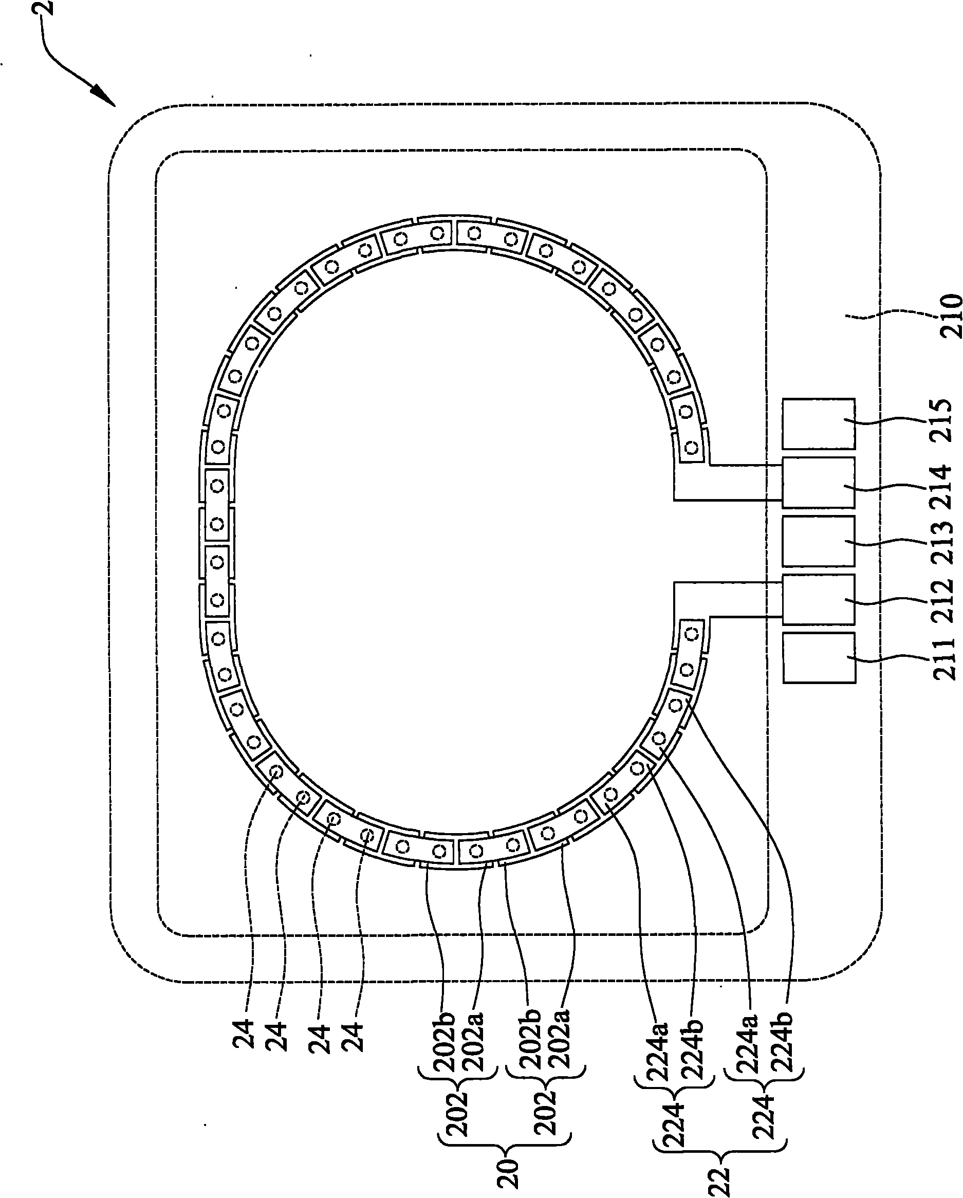 Structure and layout method of circuit module via chain