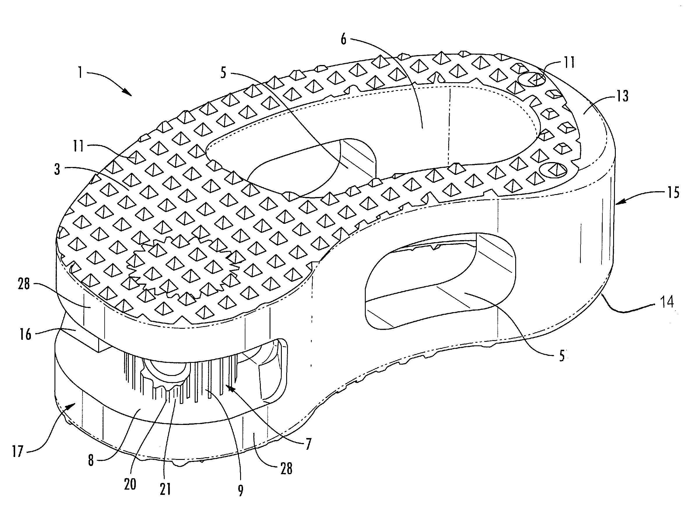 Intervertebral implant for the fusion between two vertebral bodies of a vertebral column and corresponding positioning instrument