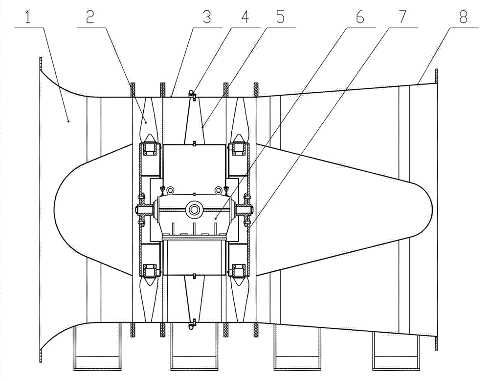Contra-rotating axial-flow fan with lateral external-type one-driving-two motor
