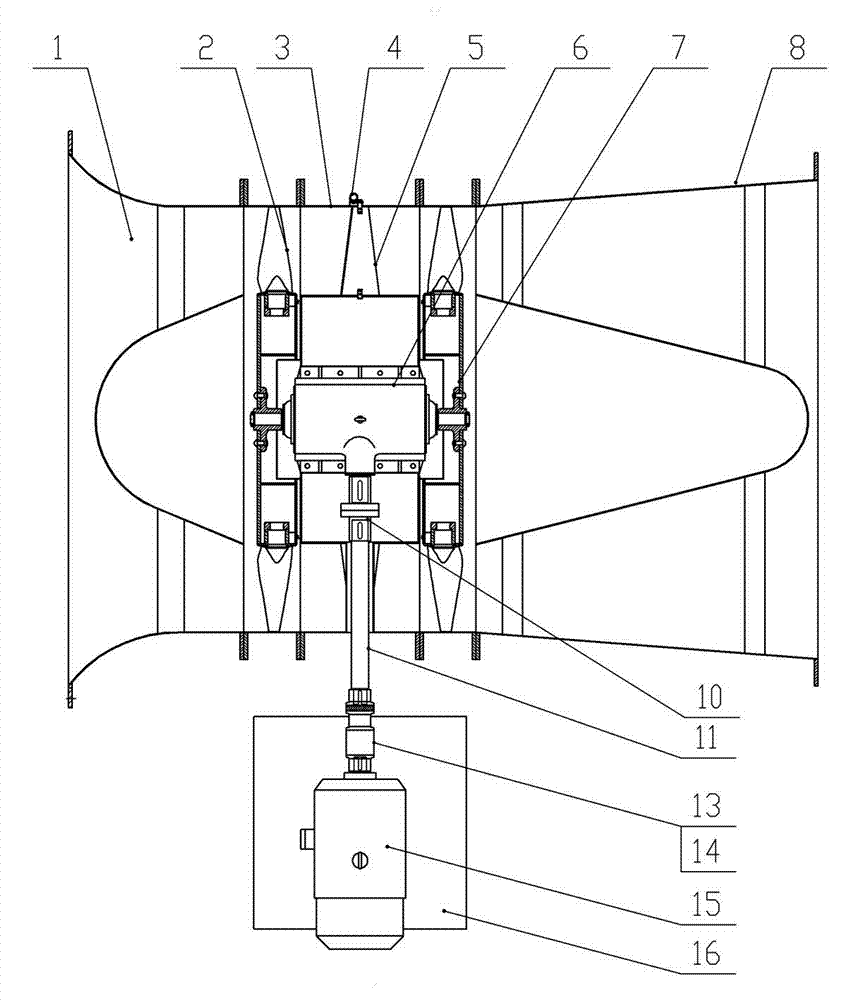Contra-rotating axial-flow fan with lateral external-type one-driving-two motor