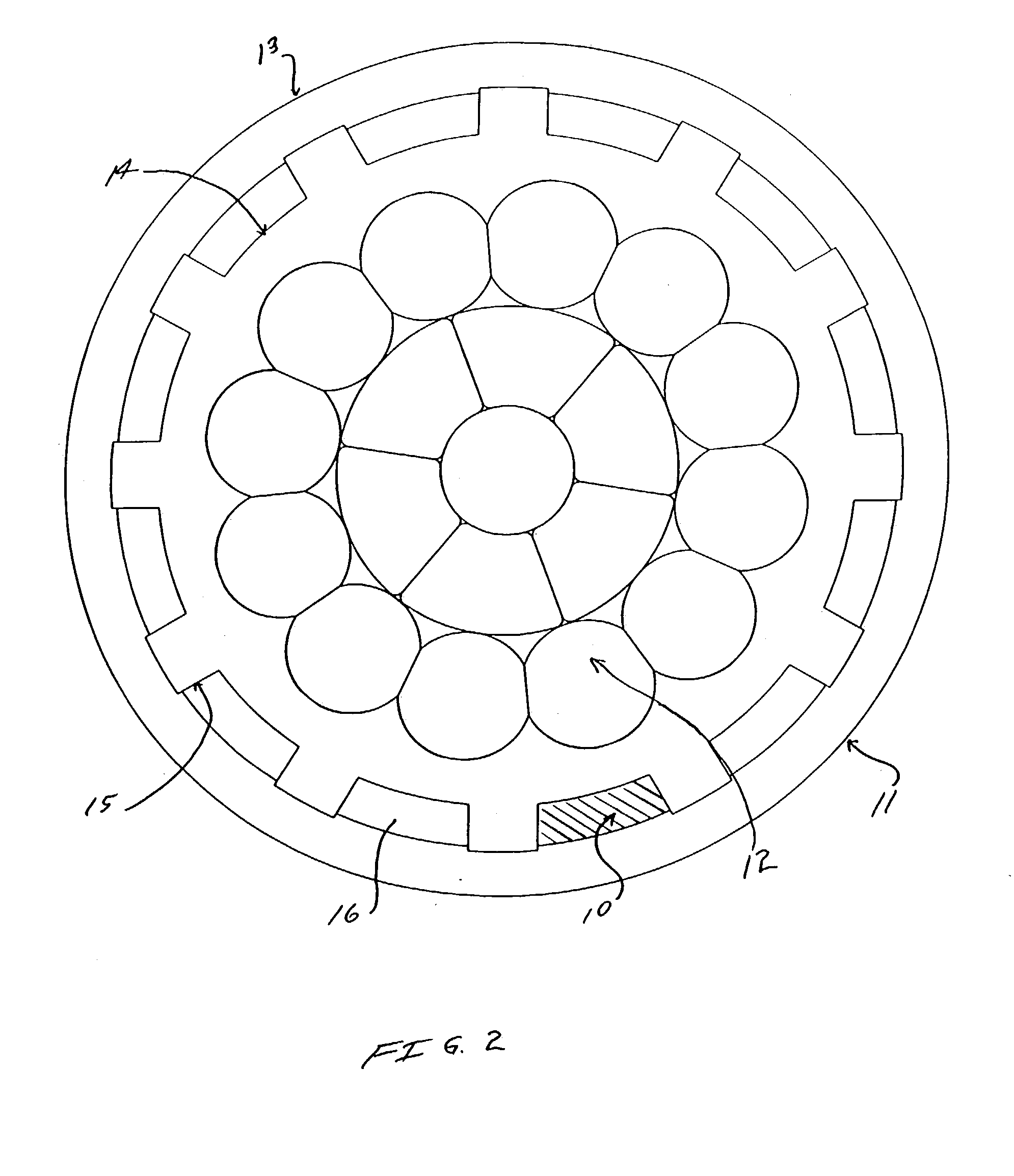 Self-sealing electrical cable having a finned or ribbed structure between protective layers