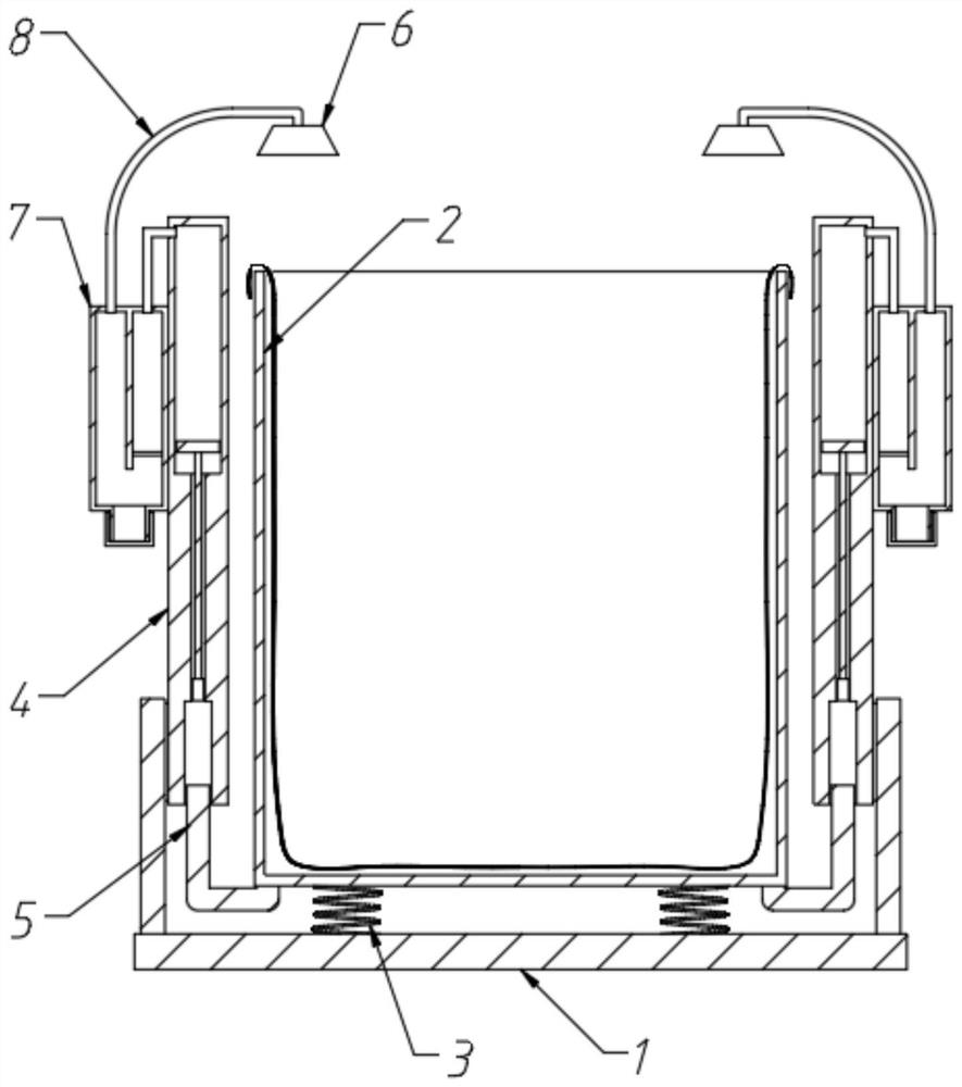 A bag supporting device for agricultural grain bagging