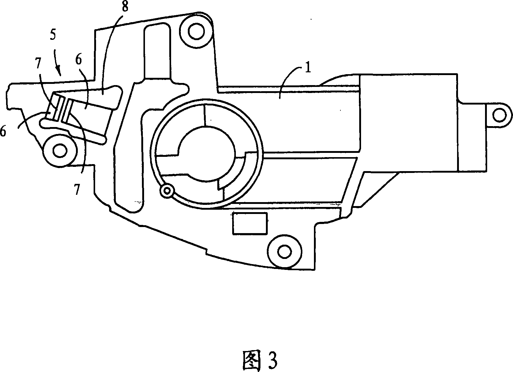 Frame comprising a vibration-damping device, which is intended for the outside rear-view mirror assembly of a motor vehicle