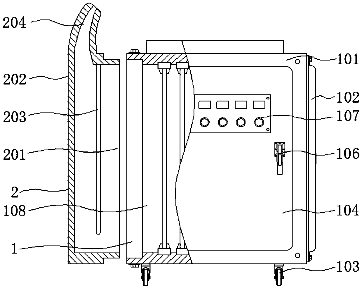 Purifying device with compressing and sterilizing function for atmosphere treatment