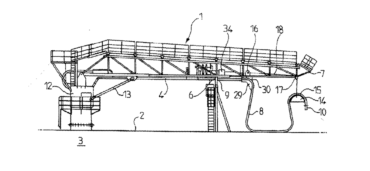 System for transferring fluid between a ship and a facility, such as a client ship