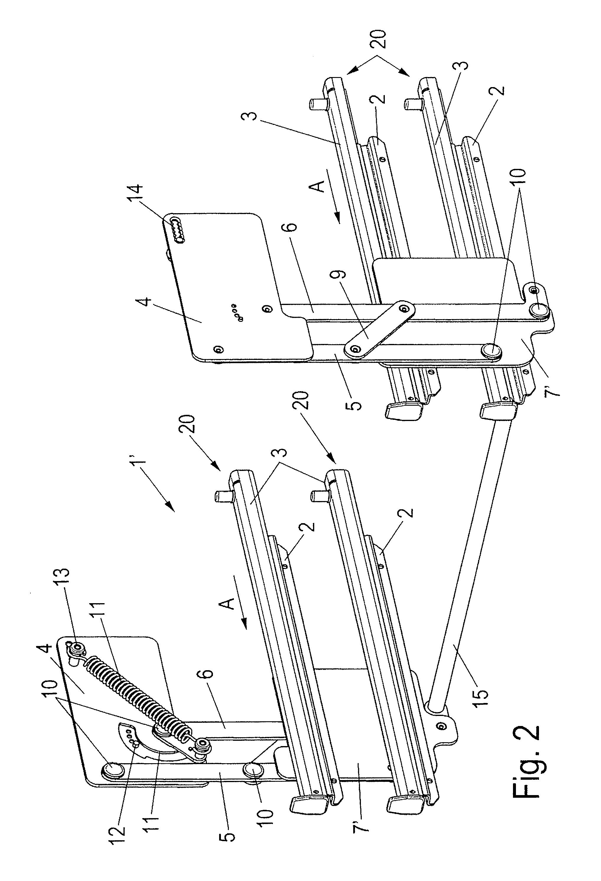 Apparatus for adjusting the height of a counter which is guided in a household device by way of at least one pull-out guide