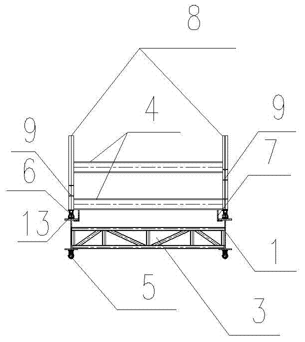 Device for shifting hanging basket assembly pieces and construction method