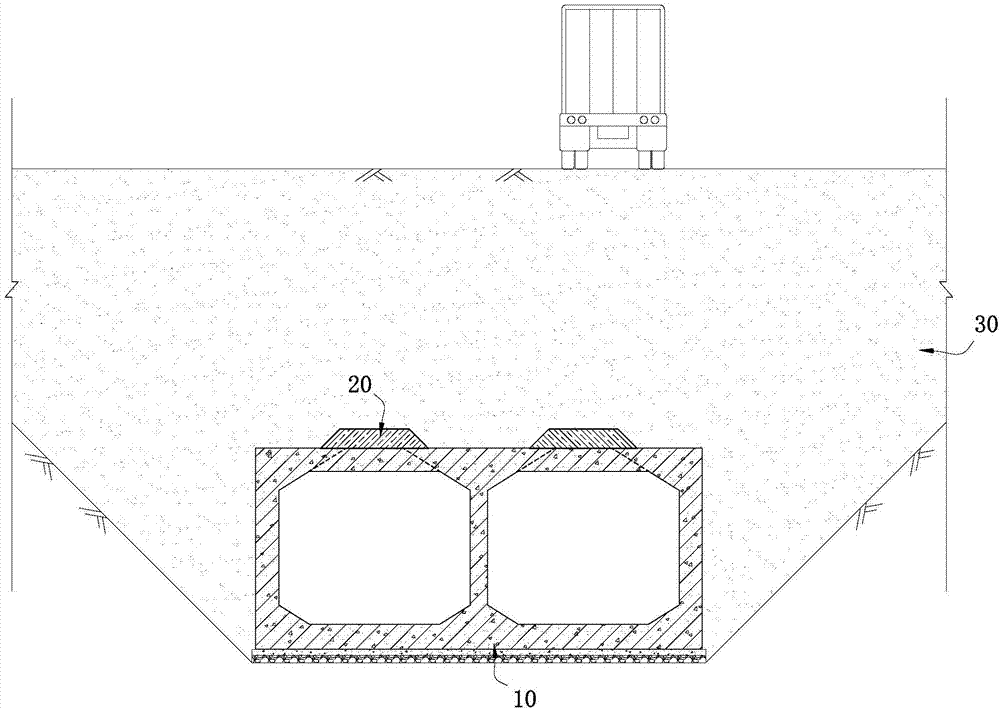 Soil arch load shedding structure of deeply buried flood drainage channel boxes and utility tunnels and construction method thereof