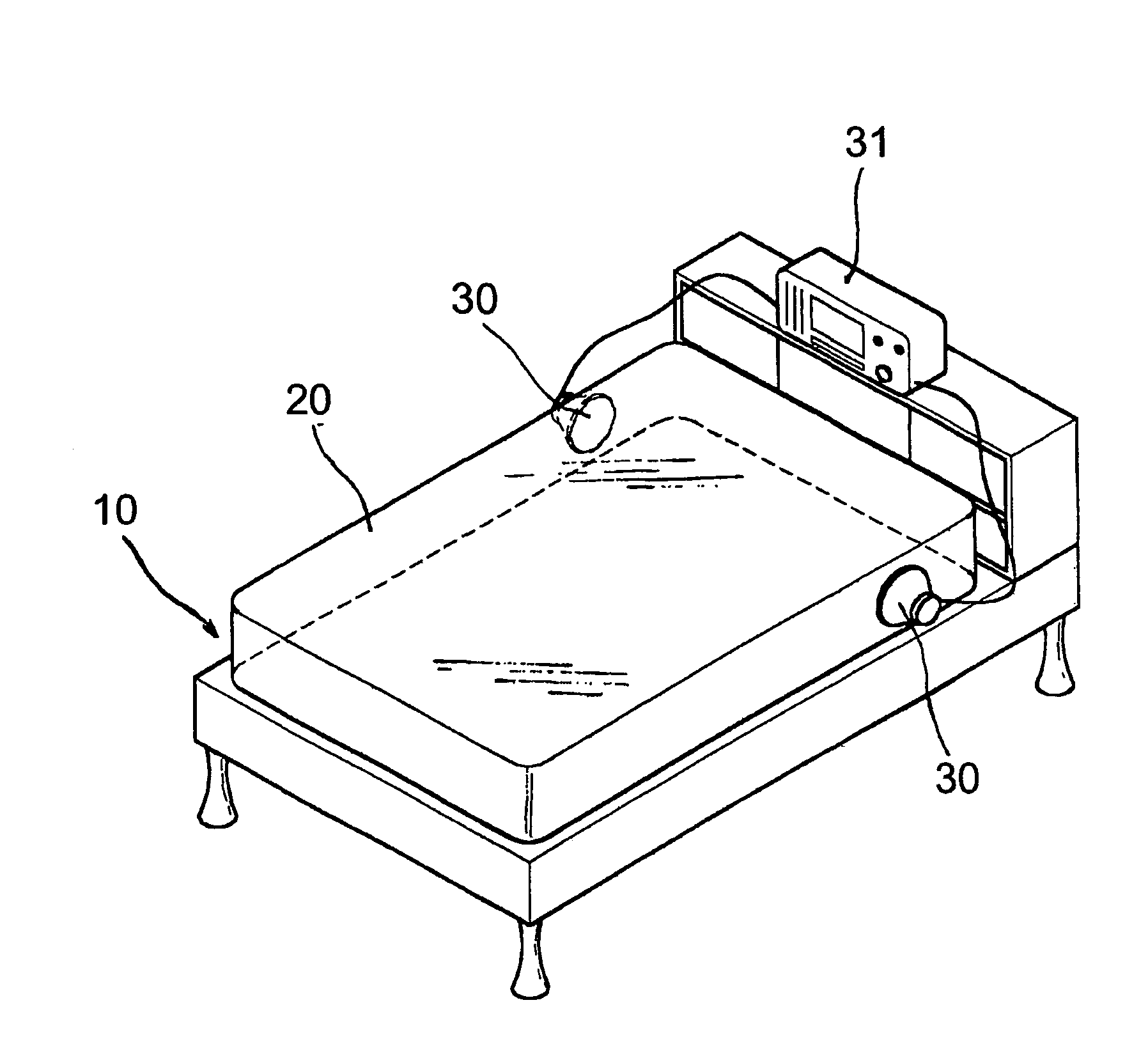 Acoustic vibration system with speaker for air mattresses