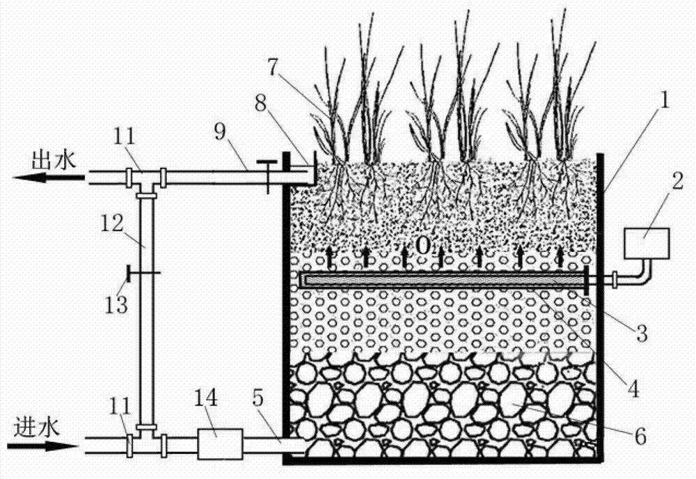 Anoxic-aerobic vertical flow artificial wetland system