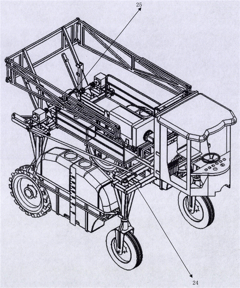 Mechanical transmission type four-wheeled steering and two-wheeled driving wheel-span-variable high-ground-clearance insecticide sprayer
