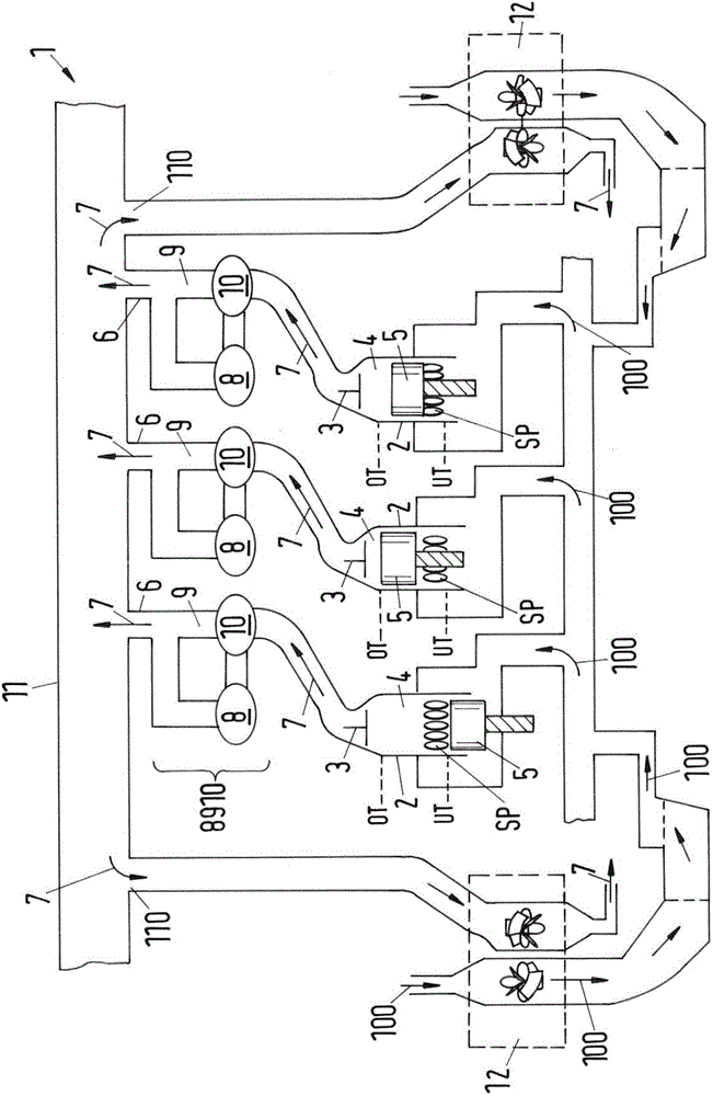 Reciprocating internal combustion engine, exhaust gas conditioning and method for operating a reciprocating internal combustion engine