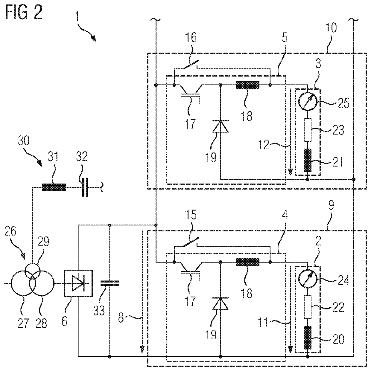 Circuit arrangement, method for operating a circuit arrangement and electrolysis device