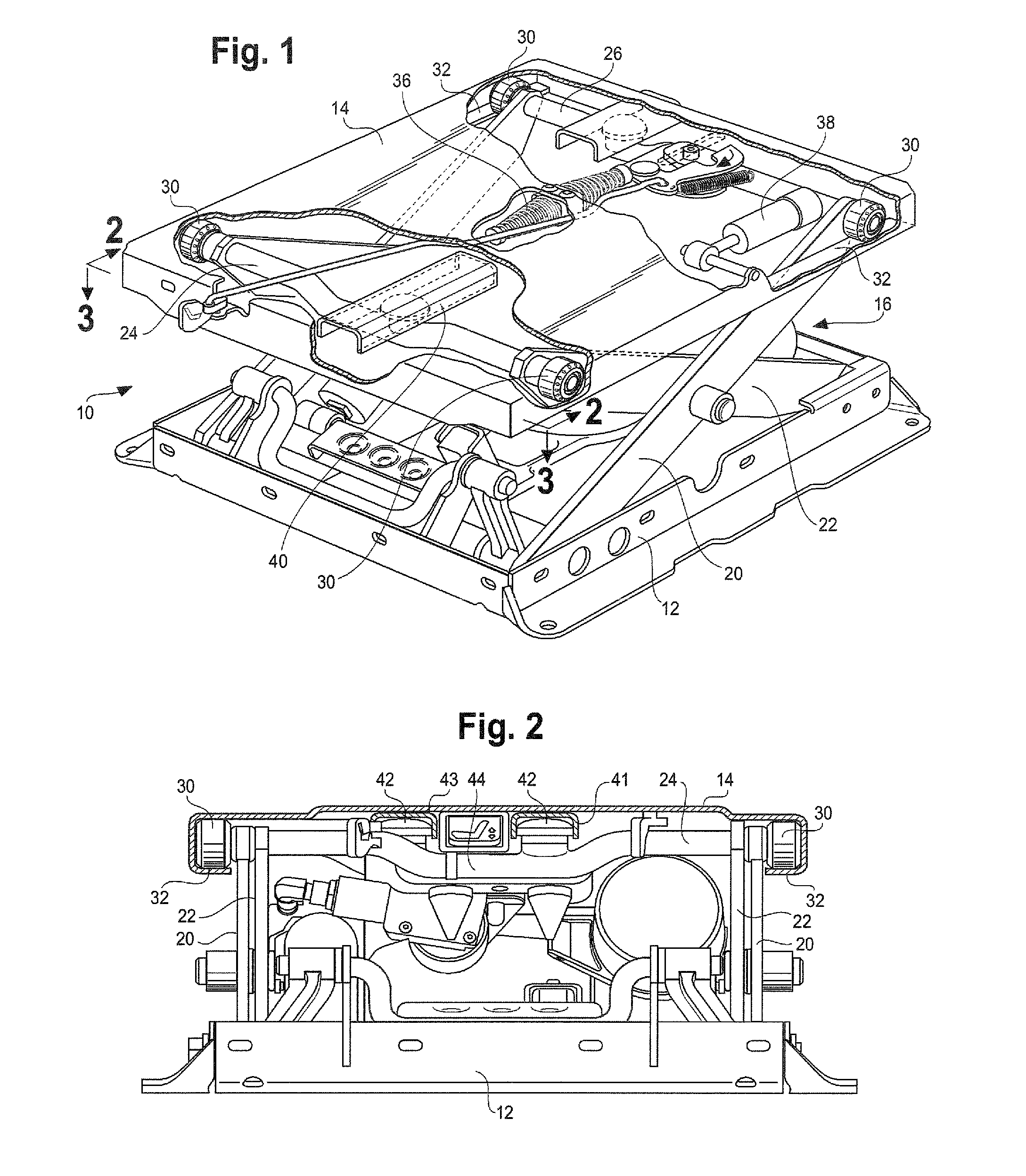 Vehicle Seat Scissors Suspension With Integrated Stabilized Isolator