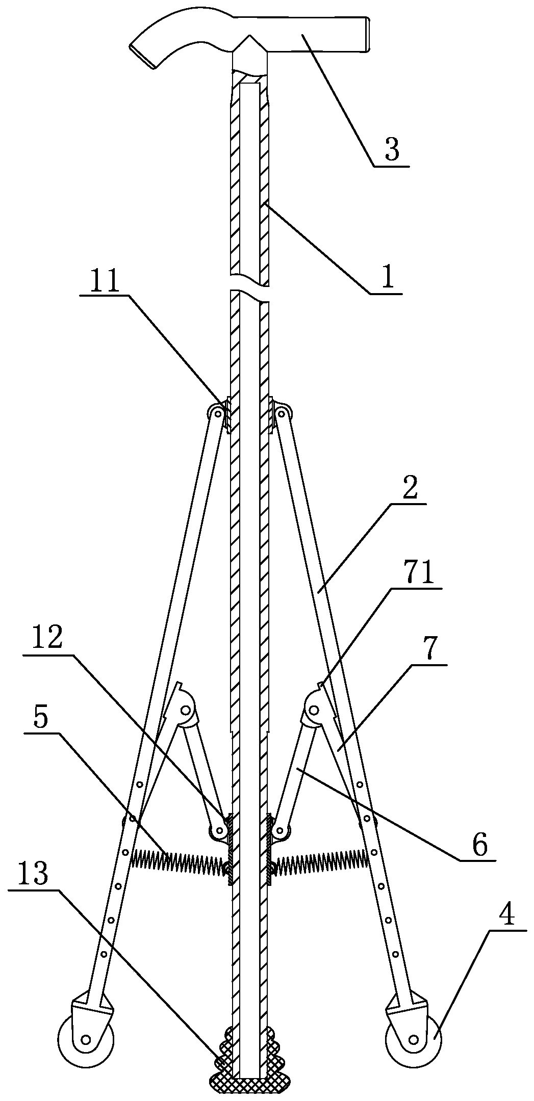 Anti-falling walking-assisted crutch for old people