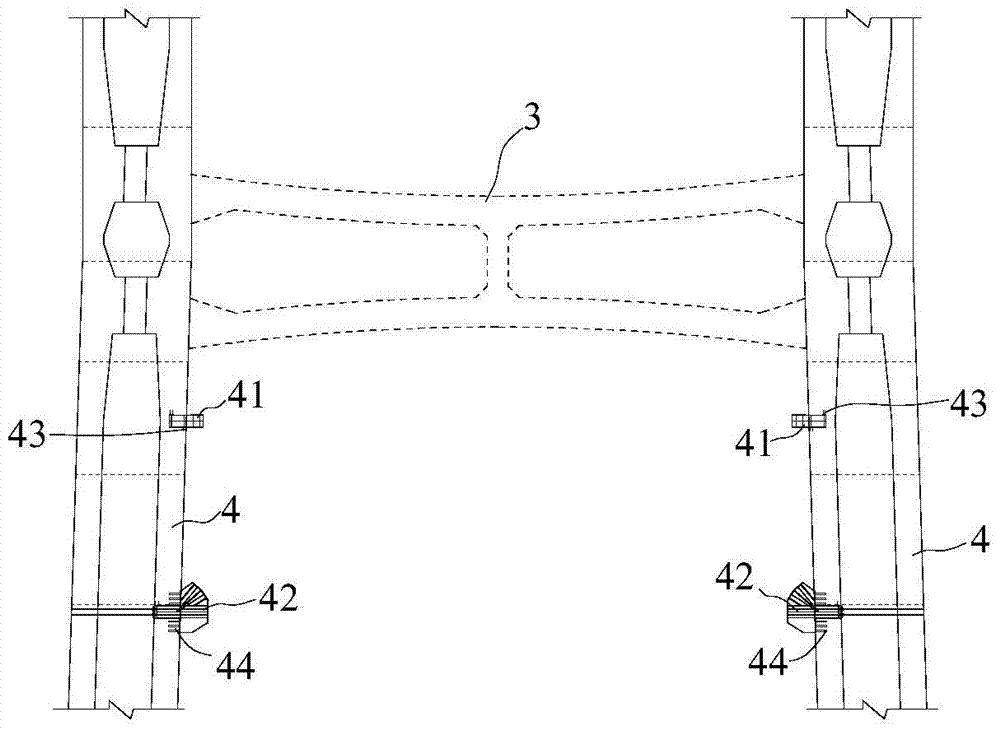 Method for construction of high upper beam steel oblique leg prestress support of H-shaped cable bent tower of cable-stayed bridge