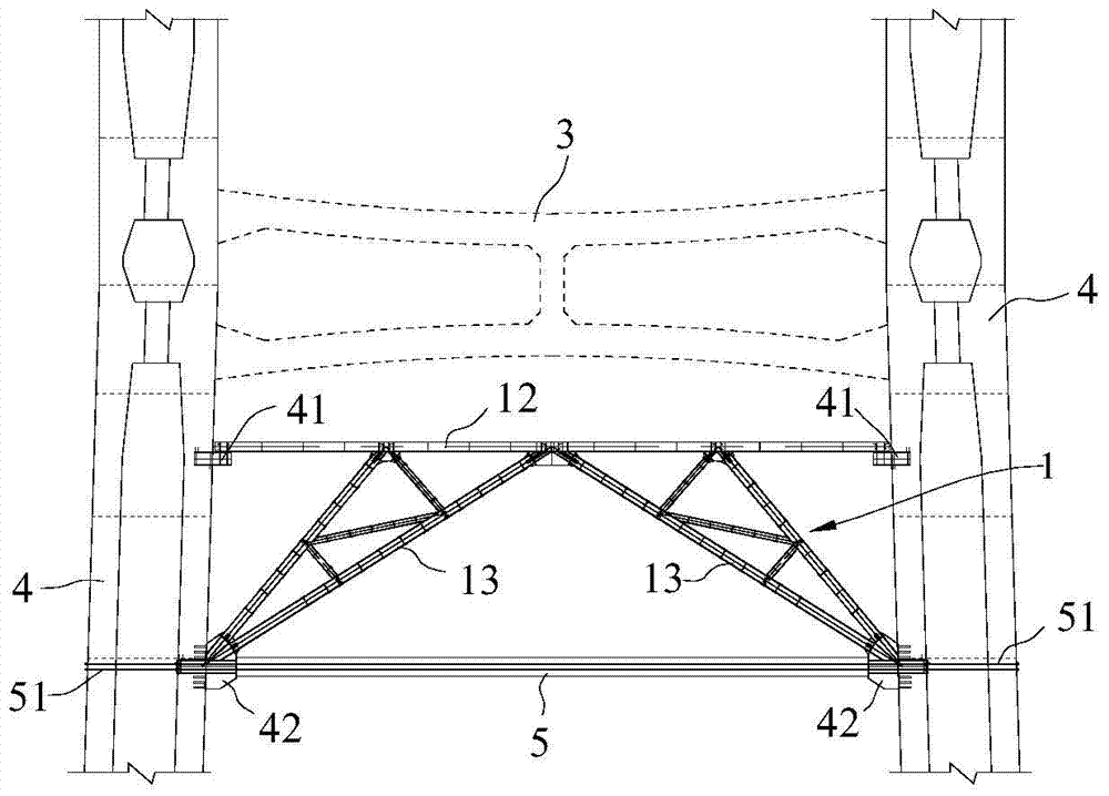 Method for construction of high upper beam steel oblique leg prestress support of H-shaped cable bent tower of cable-stayed bridge