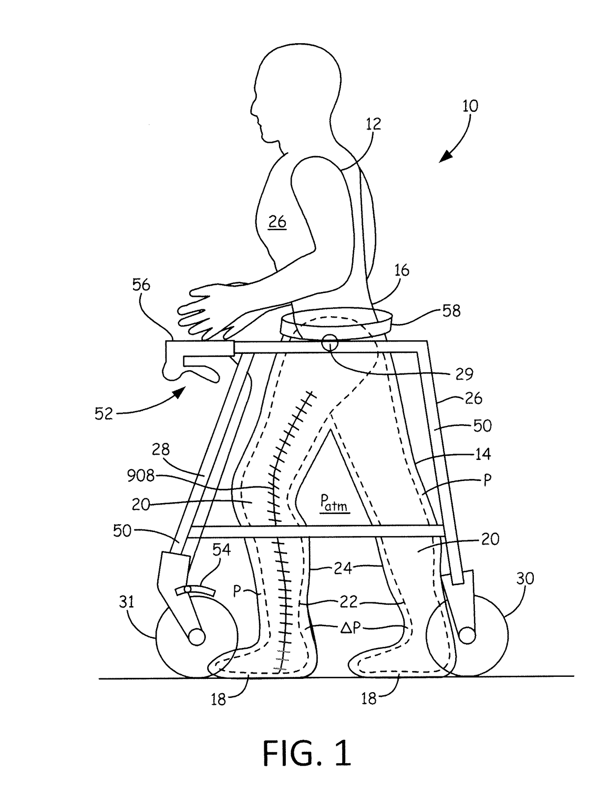 Body lift-assist walker device