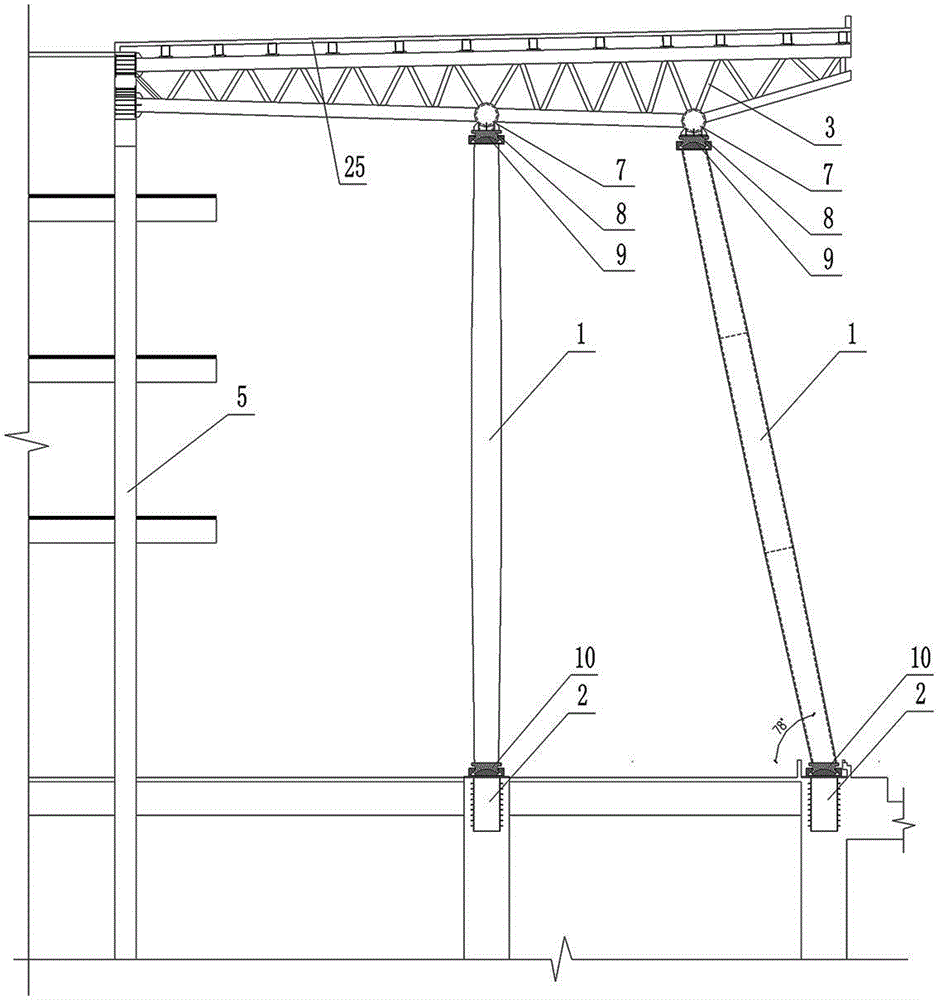 Reverse triangular pipe truss and construction method of reverse triangular pipe truss