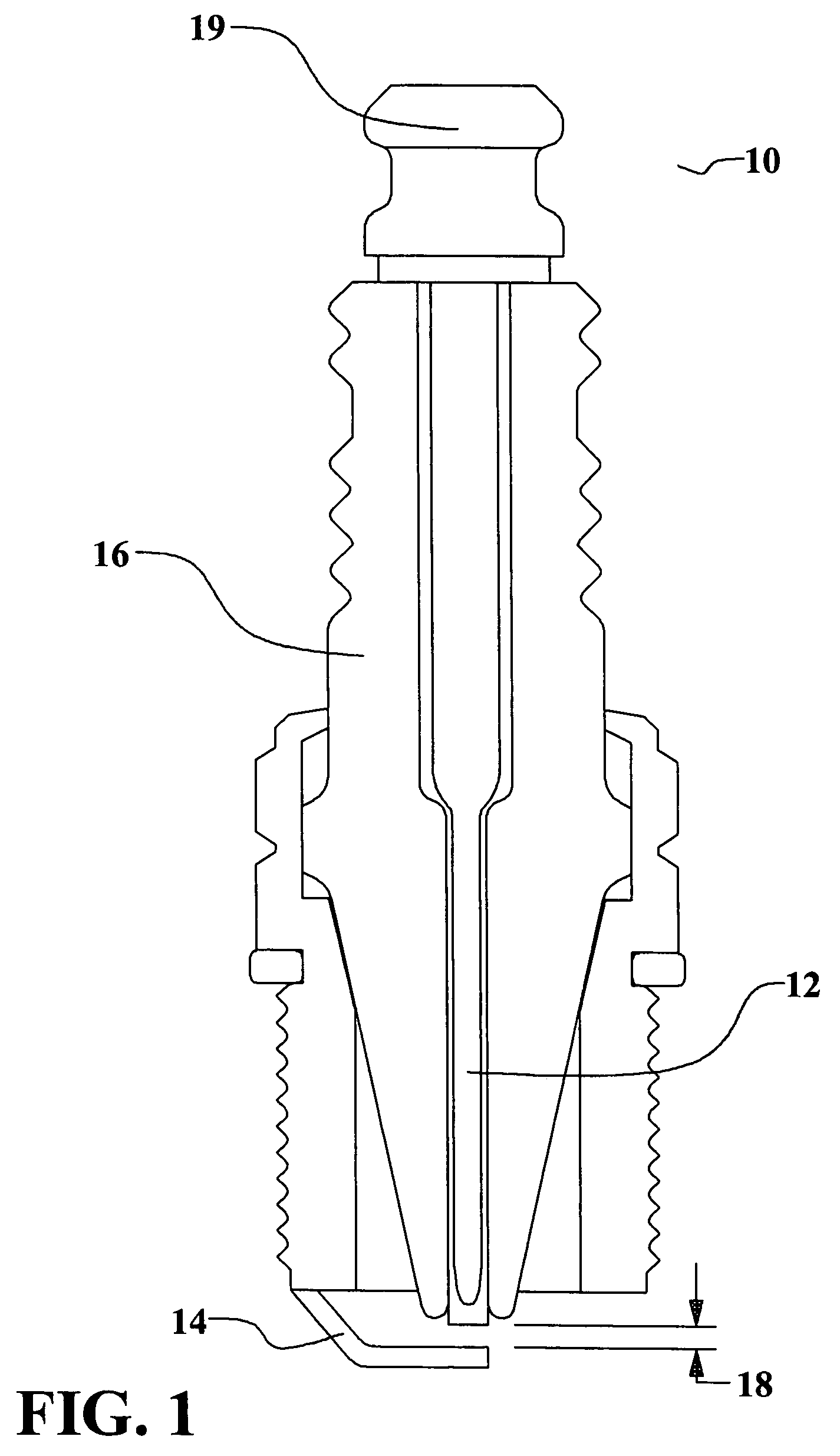 Low cost spark plug manufactured from conductive loaded resin-based materials