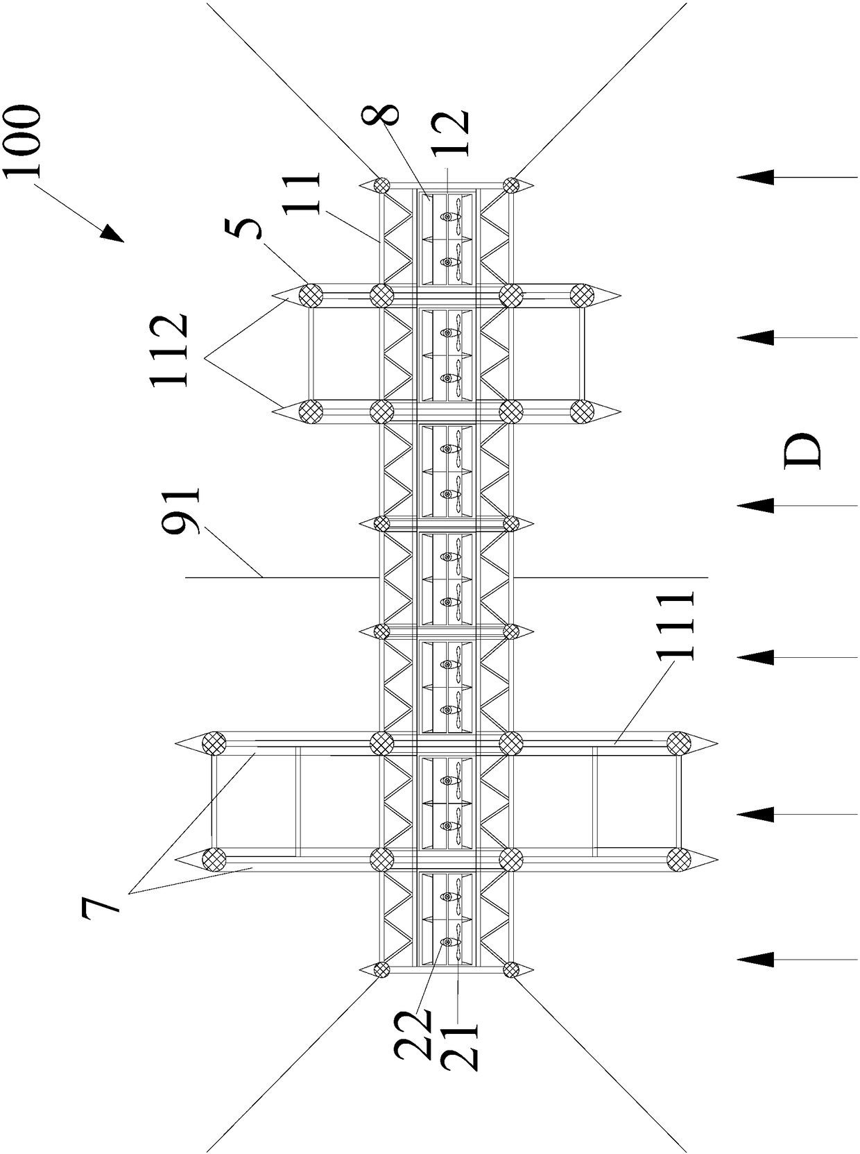 Tidal current power generation device fixed on the bottom of the water