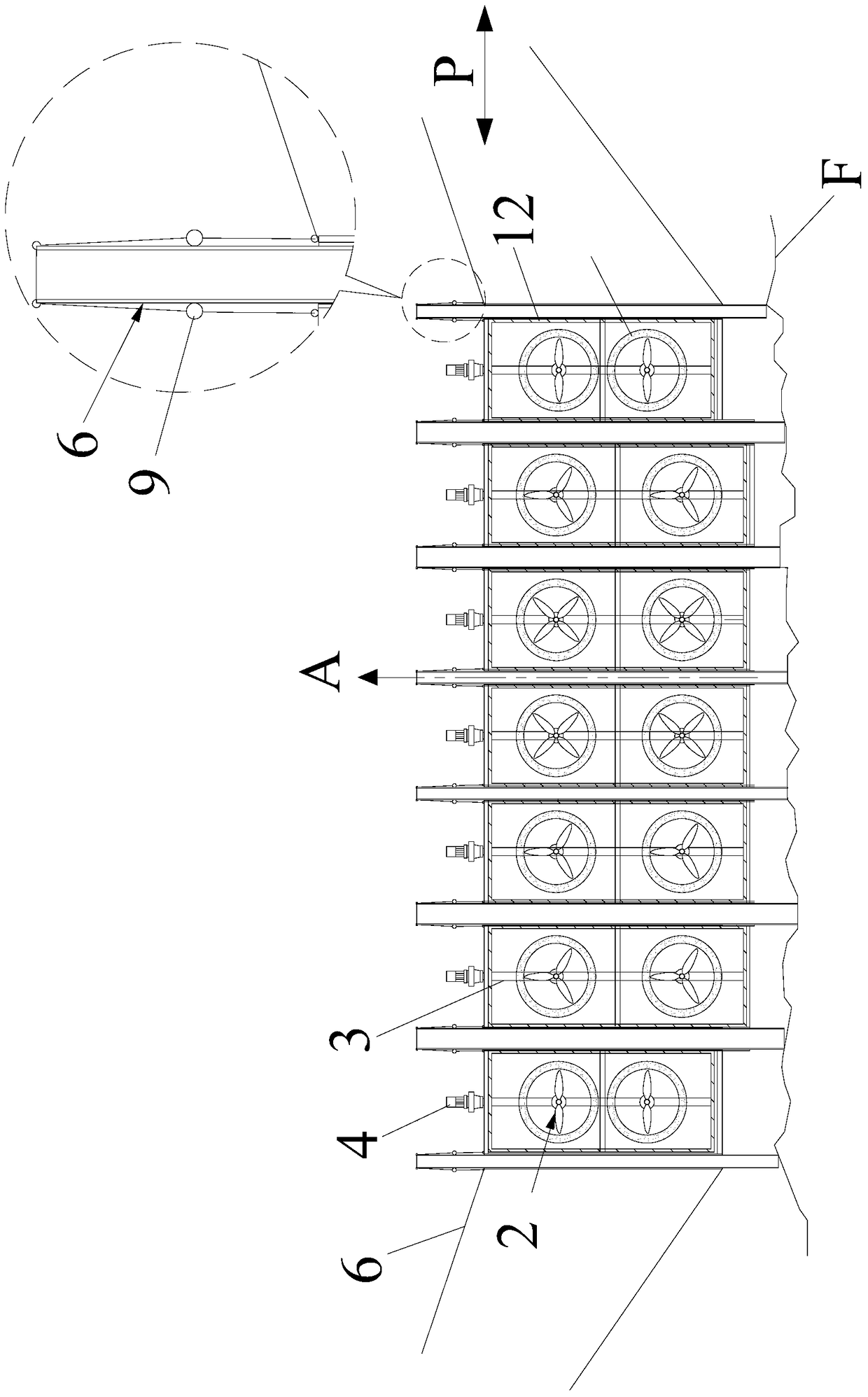 Tidal current power generation device fixed on the bottom of the water