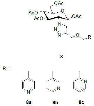 2-(1',2',3'-triazolyl-4'-oxymethylenepyridyl)-1,3,4,6-O-acetyl-D-glucose and its preparation method and use