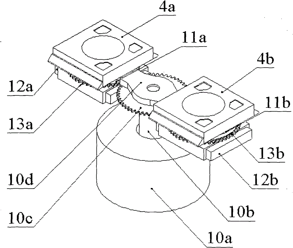 Double workpiece stage rotary exchange device based on synchronous gear direction adjustment