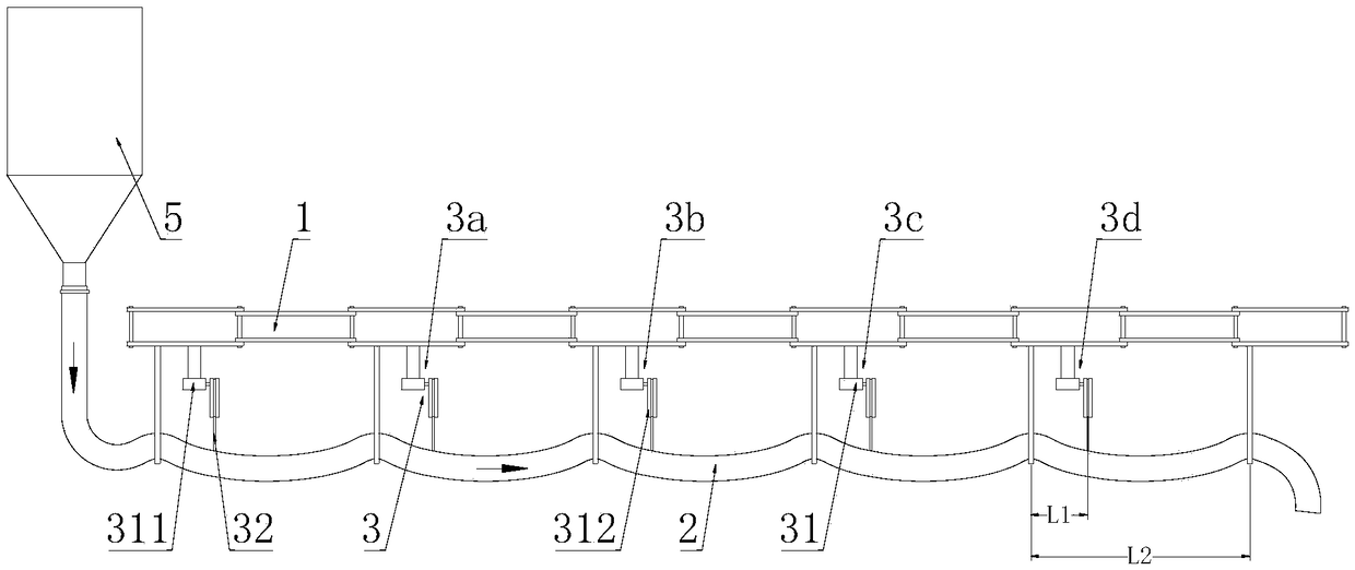 Portable cam-type conveying device for breakable granular materials